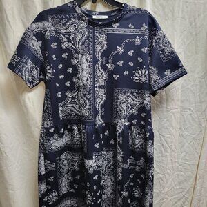 Zara Trafaluc Navy Paisley Dress - Sz M